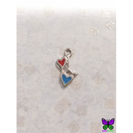 Coral & Turquoise Hearts Charm